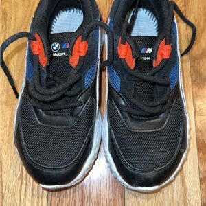 BMW Kids Sneakers in Black and Blue with Red Accents